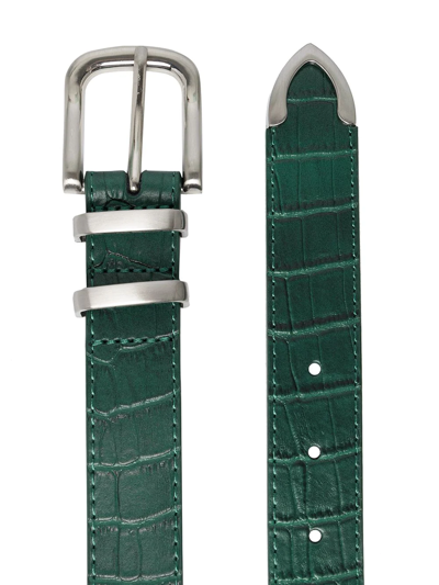 Gator Leather Dress Belt In Green