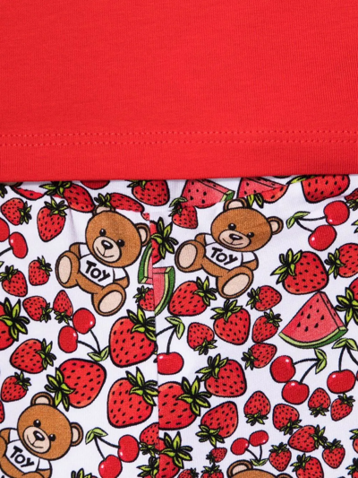 Shop Moschino Teddy Bear Printed Leggings Set In Red