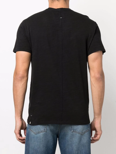 Rag & Bone Black Cotton Classic Short Sleeve Henley In Black