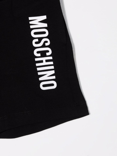 Shop Moschino Logo-print Track Shorts In Black