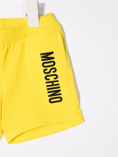 Shop Moschino Logo-print Track Shorts In Yellow