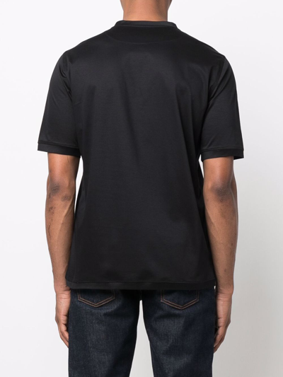 Shop Kiton High-neck Cotton T-shirt In Black