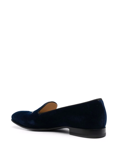 Shop Scarosso Jay Embroidered Velvet Slippers In Blue