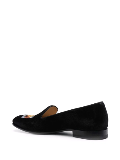 Shop Scarosso Tom Embroidered Velvet Slippers In Black