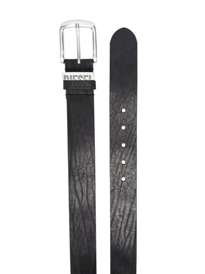 Shop Diesel B-visible Leather Belt In Black