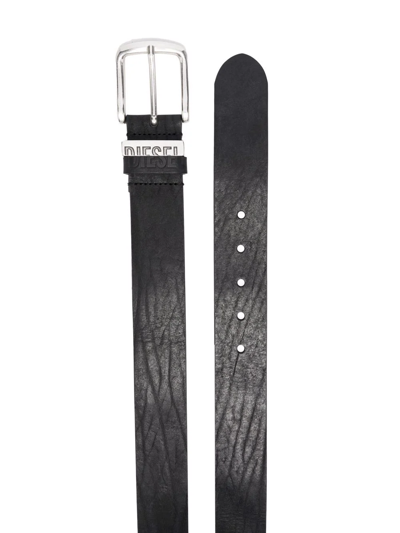 Diesel B-visible Leather Belt In Black