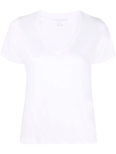Shop Majestic V-neck Short-sleeve T-shirt In White