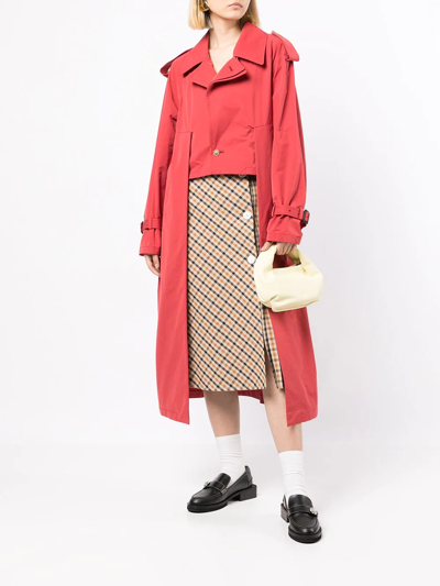 Shop Toga High-low Trench Coat In Pink