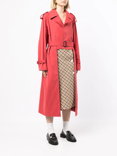 Shop Toga High-low Trench Coat In Pink