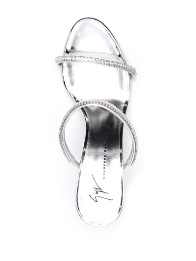Shop Giuseppe Zanotti Metallic Jewelled Sandals In Silver
