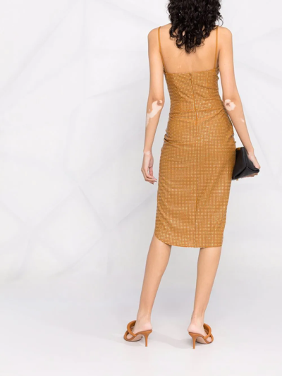 Shop Giuseppe Di Morabito Crystal Embellished Draped Dress In Brown