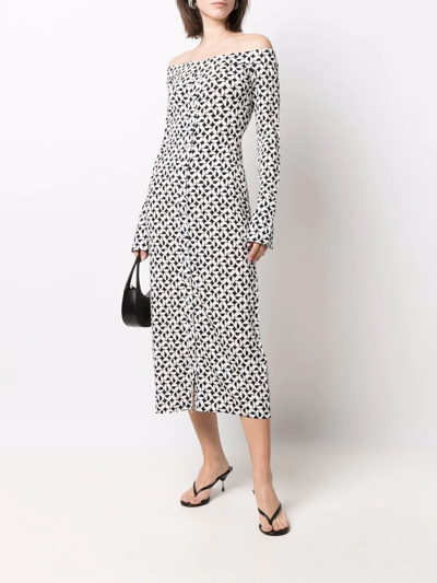 Shop Coperni Off-shoulder Graphic-print Dress In White