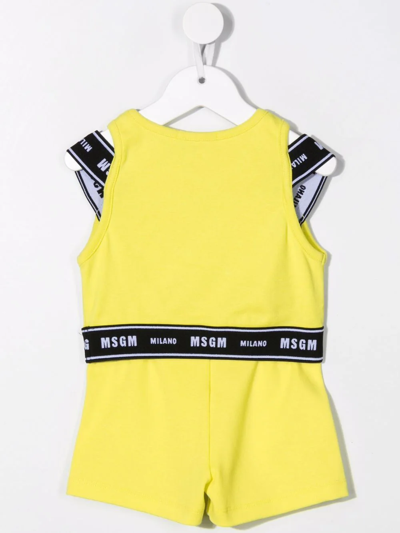 Shop Msgm Logo-tape Detail Two-piece Set In Yellow