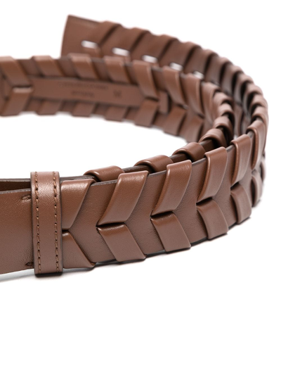 Shop Stella Mccartney Whipstitch-detail Buckled Belt In Brown