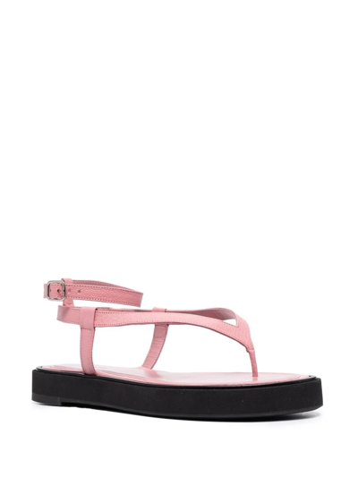Shop By Far Cece Grained-leather Sandals In Pink