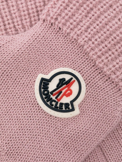 Shop Moncler Logo-patch Knitted Gloves In Pink