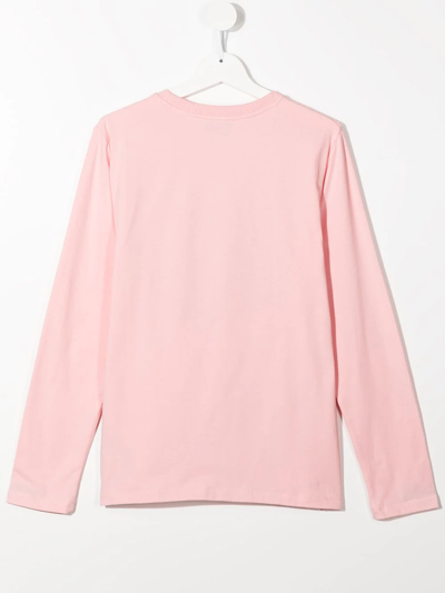 Shop Moschino Logo-print Long-sleeve T-shirt In Pink