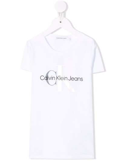 Calvin Klein Logo Print Jersey T-shirt In White