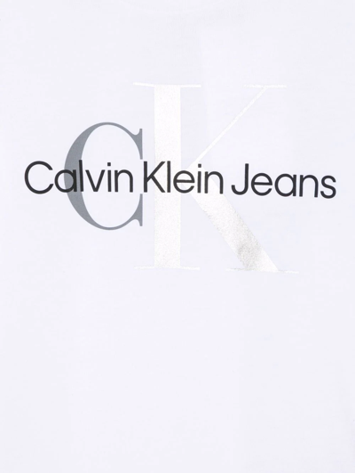Shop Calvin Klein Logo Print Jersey T-shirt In White