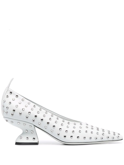 Ferragamo F-heel Rhinestone Pumps In Blue