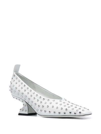 Ferragamo F-heel Rhinestone Pumps In Blue