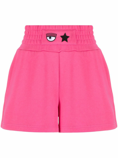 Chiara Ferragni Fuchsia Cotton Eye Star Shorts In Pink