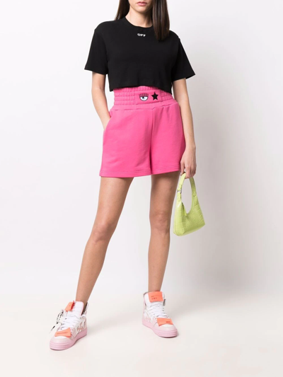 Shop Chiara Ferragni Cotton Eye Star Shorts In Pink