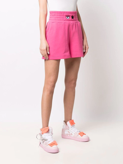 Shop Chiara Ferragni Cotton Eye Star Shorts In Pink