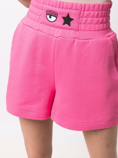 Chiara Ferragni Fuchsia Cotton Eye Star Shorts In Pink