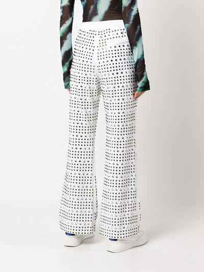 Shop Marni Crystal-embellished Flared Trousers In Multicolour