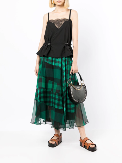 Sacai Lace Detail Flared Top - Atterley In Black