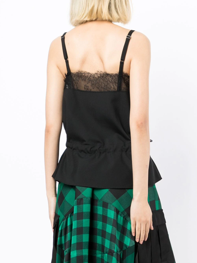 Sacai Lace Detail Flared Top - Atterley In Black