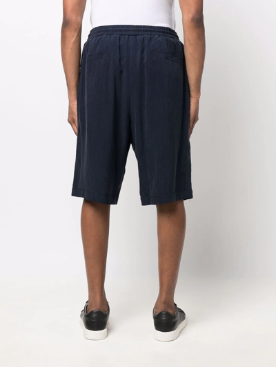 Shop Giorgio Armani Drawstring-waist Shorts In Blue