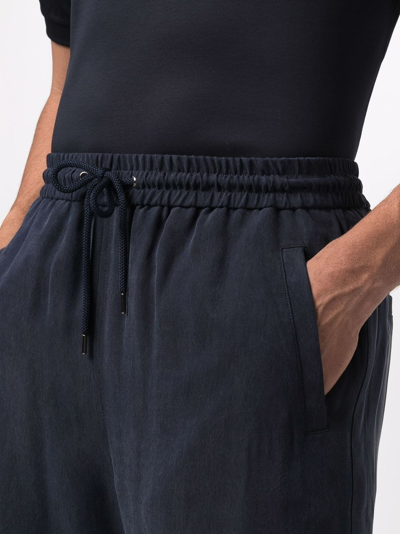 Shop Giorgio Armani Drawstring-waist Shorts In Blue