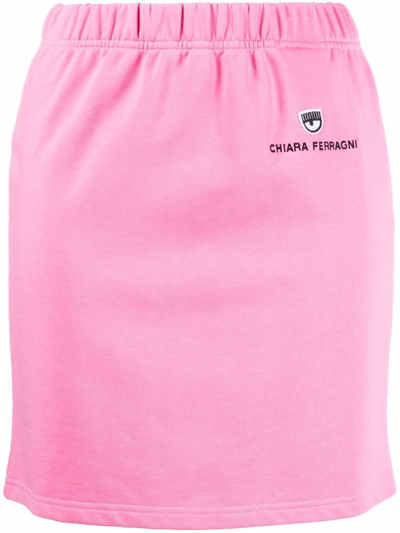 Shop Chiara Ferragni Logo-patch Short Skirt In Pink