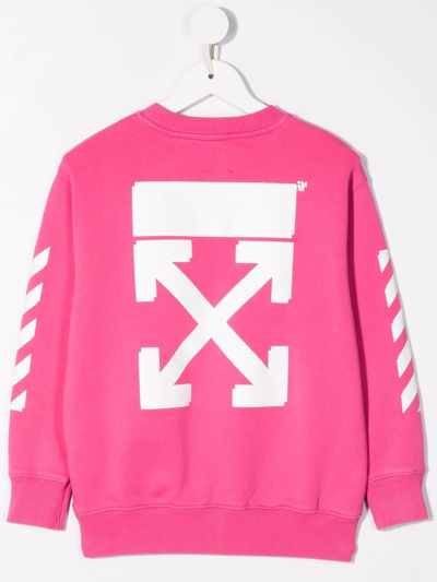 Shop Off-white Logo Crew-neck Sweatshirt In Pink