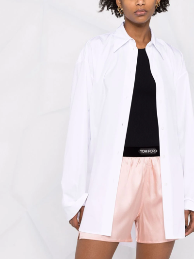 Shop Tom Ford Logo-waistband Silk-blend Shorts In Pink