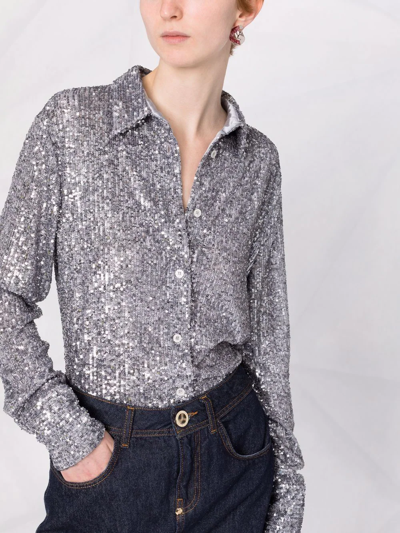 Shop Tom Ford Sequinned Long-sleeve Shirt In Grey
