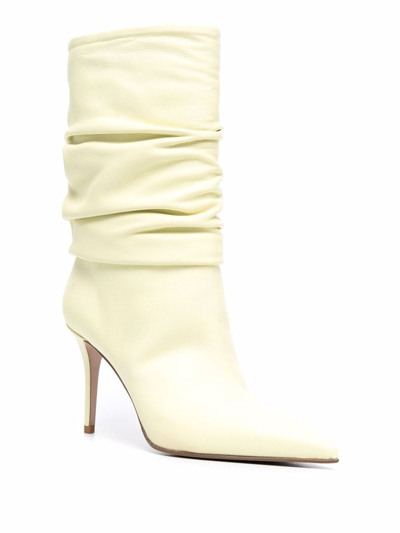 Shop Le Silla Ruched Pointed Ankle Boots In Green