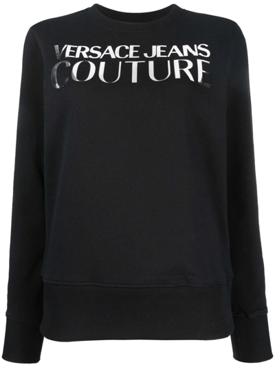 Shop Versace Jeans Couture Logo Crew-neck Sweatshirt In Black