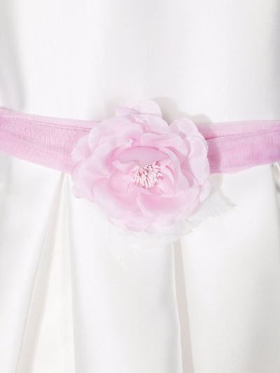 Shop Abel & Lula Flower-belted Midi Dress In Bianco