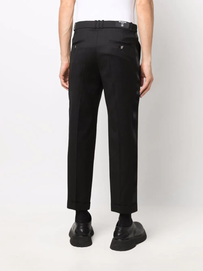 Shop Balmain Cropped Straight-leg Trousers In Black