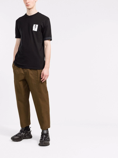 Shop Neil Barrett Flag Bolt Cotton T-shirt In Black