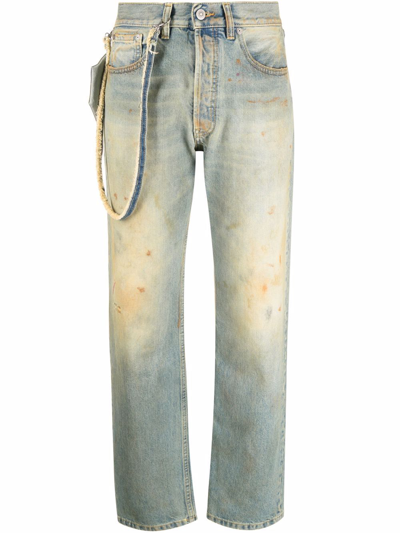 Shop Maison Margiela Distressed Straight-leg Denim Jeans In Blue