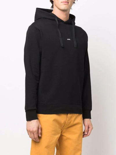 Shop Apc Drawstring Pullover Hoodie In Black