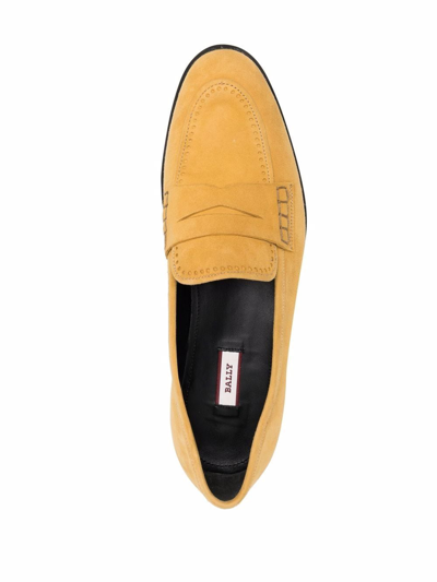 Shop Bally Low-heel Suede Loafers In Yellow