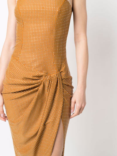 Shop Giuseppe Di Morabito Studded Gathered Dress In Brown