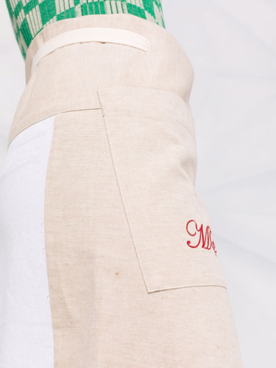 Shop Marine Serre Logo-embroidered Tea Towel Wrap Skirt In Neutrals