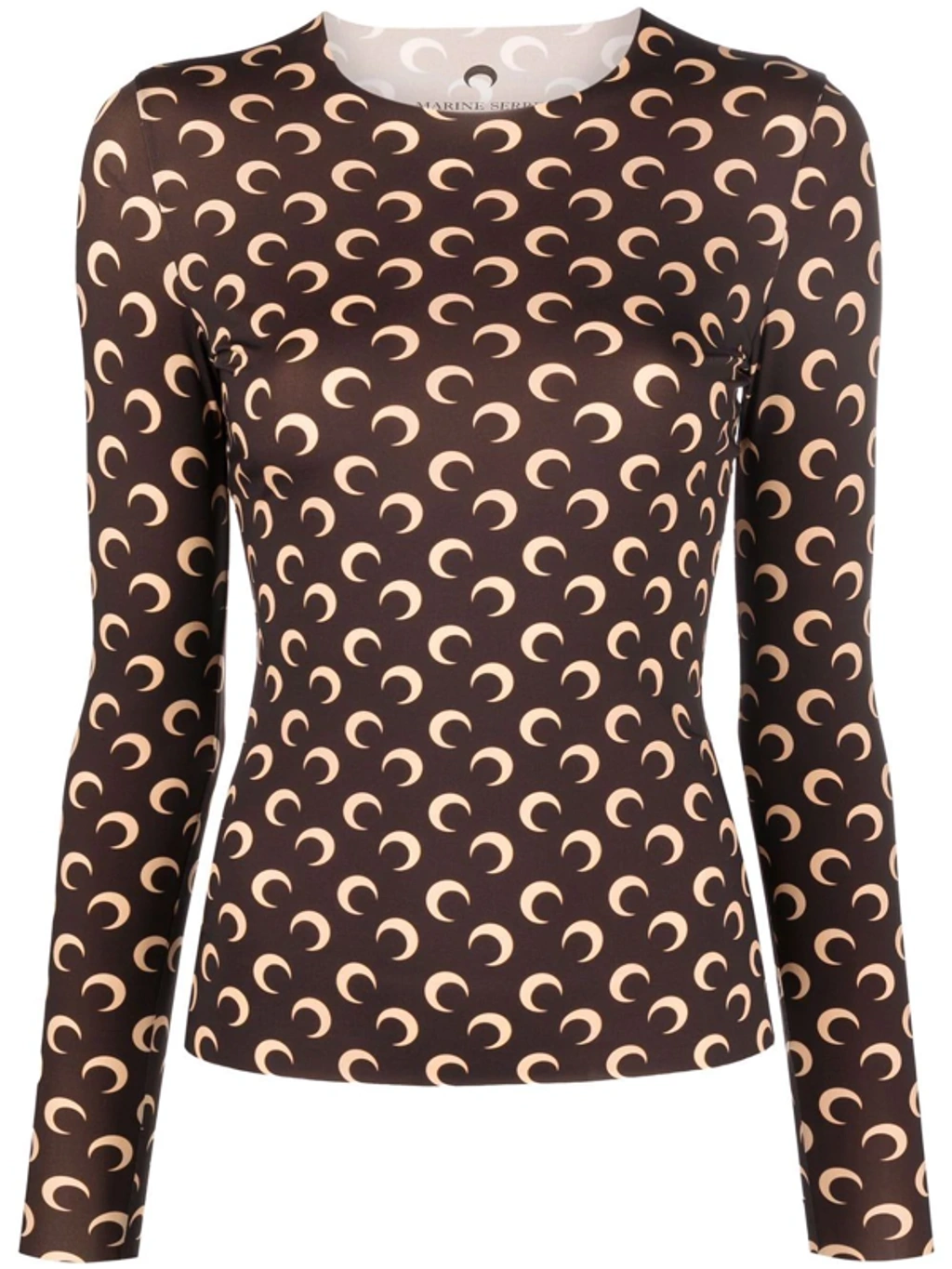 Marine Serre Icon Crescent Moon Logo-print Top In Brown | ModeSens