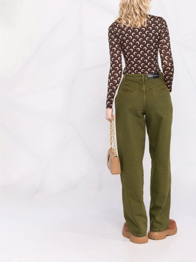 Marine Serre Icon Crescent Moon Logo-print Top In Brown